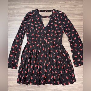 Free People Women's Tegan Printed Mini dress Black Red Size 8